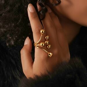 Modern Abstract Chunky Ring 18K Gold Plated Stainless Steel Bold Statement